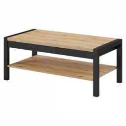 Price Factory - Table basse couleur chêne et noir collection bowie avec plateau intermédiaire de