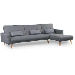 Canapé d'angle convertible modulable en tissu gris CLEA Angle Droit - gris