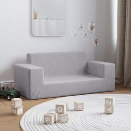 Kalisse - Canapé Relax Salon - Moderne Canapé pour enfants à 2 places Gris clair Peluche