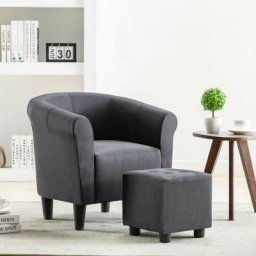 Hommoo - Fauteuil Noir Tissu HDV13870
