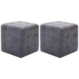 2 pcs Poufs Gris 30 x 30 x 30 cm Similicuir daim Vidaxl Grey
