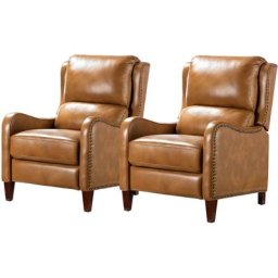 Fauteuil Relax en Cuir Véritable Fauteuil Inclinable Rembourré Chaise Simple Moderne avec Dossier &