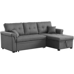 Canapé d'angle convertible 4 places gris clair toronto - Gris clair