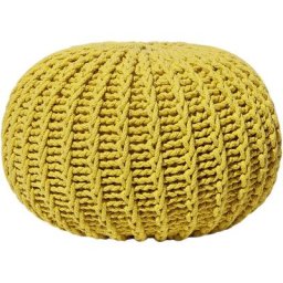 Pouf Rond en Coton Jaune à Billes de Polystyrène Accessoire d'Intérieur Conrad - Jaune