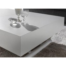 Table basse relevable et extensible blanche Alexandra 120/153/186 et 220 cm