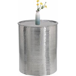Table d'appoint futuriste salon table basse de café Kuopio métal argent Ø40 cm