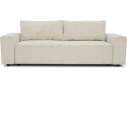 Canapé convertible 3 places JOSH - Tissu Zoom Perle - Coffre de rangement - L 197 x P 117 x H 65 cm