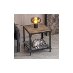 Bout de canapé et Table d'appoint avec lit pour animaux. cadre en métal noir avec plateau en bois.