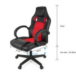 Fauteuil de Bureau, Chaise de Gamer, Fauteuil Ergonomique en Similicuir-Noir/Rouge - Bathrins