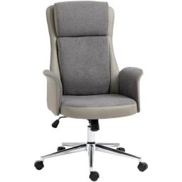 Fauteuil de bureau ergonomique hauteur réglable roulettes pivotantes en tissu aspect lin et