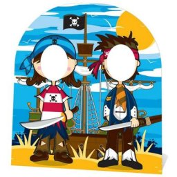 Figurine en carton passe tête couple de Pirates 120 cm