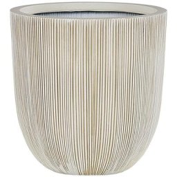 Cache-pot Pot à Plantes Rond 31 cm Beige et Blanc Résistant aux Intempéries Parfait pour Intérieur