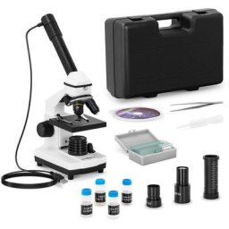 Microscope LED USB Avec Caméra HD Intégrée + Coffret Grossissement 20x - 1280x - Bleu cobalt, Bleu,