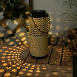 Lampes solaires lampe solaire bambou jardin rotin balcon lanterne solaire à poser et à suspendre,