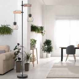Lampadaire vintage cage design salon pied en bois lampadaire réglable en hauteur