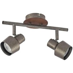 Lindby - Spot à intensité variable 'Sanem' en métal pour salon & salle à manger - gris, bois