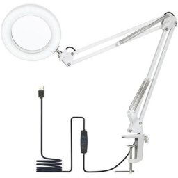 Kkmoon - Lampe de table à pince, lampe de bureau, avec loupe 8x, bras pivotant, led à intensité
