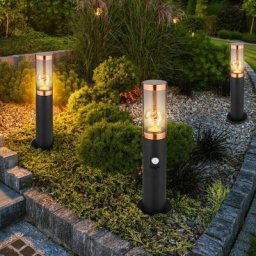 Lampadaire lampadaire éclairage extérieur cuivre fumé extérieur avec détecteur de mouvement