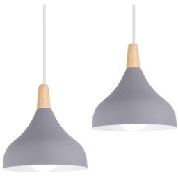 iDEGU Set de 2 Lustre Suspension Moderne en Métal et Bois Lampe Créatif en Couleur Macaron E27 20cm