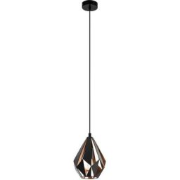 Light Pendant une carlton noir, le cuivre Ø20,5cm h: 110cm