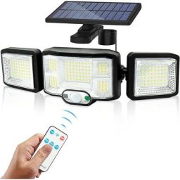 Lampe solaire murale pour l'extérieur Lampe à Led 3 têtes 192 Leds Détecteur de mouvement Lampe de