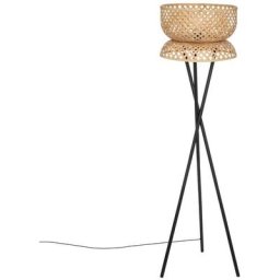 Lampadaire trépied Suny - bambou et métal - noir - H145 cm Atmosphera créateur d'intérieur - Noir