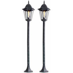 Lot de 2 lampadaires d'extérieur sur pied lampadaires lanterne jardin cour éclairage verre alu