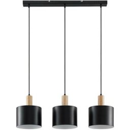 Lindby - Suspension à intensité variable 'Kadir' en métal pour salon & salle à manger - noir, bois