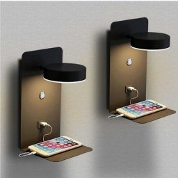 2 Pack Applique Murale Intérieur led avec port usb 12W Tricolore Dimmable Lampe Murale moderne avec