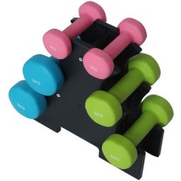 Lot de 6 Haltères de Gym avec Support 2x1kg+2x2kg+2x3kg Poids Sport Fitness