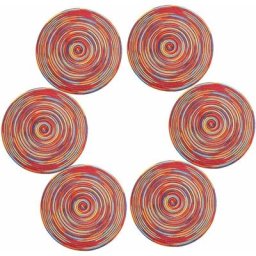 Lot de 6 sets de table tressés ronds résistants à la chaleur de 38,1 cm (rond, coloré-rouge)