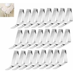 Clip Nappe,Pinces à Nappe Lot de 24,Acier Inoxydable Supports pour nappes pour Pique-niques de fête