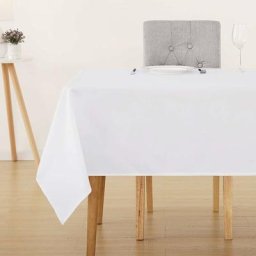Lot de 1 Nappe de Table Rectangulaire Imperméable, 130x130 cm, Blanc - Blanc - Deconovo
