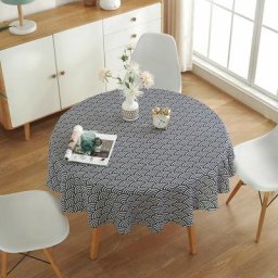 Rond Nappe, Mer Vague Motif Table Tissu Coton Lin Tissu Décorative Bureau Table Housse, Style