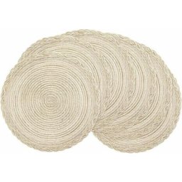 Lot de 6 sets de table tressés ronds résistants à la chaleur de 38,1 cm (rond, blanc ivoire)