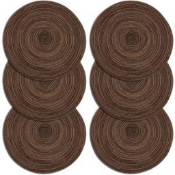 Lot de 6 sets de table tressés ronds résistants à la chaleur de 38,1 cm (rond, marron)