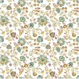 1001kdo Hygiene&beaute - Nappe Toile cirée au mètre Topaze fleurie blanc