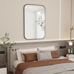 Miroir Mural Design - Miroir Entrée Maison Salle de Bain Noir Décoration Miroir Deco Salon Chambre