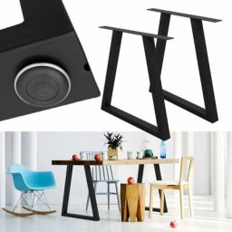 2 x Pieds de table en acier noir 60 x 72cm support basse trapez style industriel