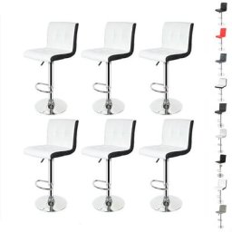 Wyctin - Hofuton Lot de 6 tabourets de bar blanc+noir