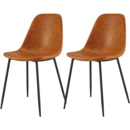 Chaise en cuir synthétique (lot de 2) - Migon - Camel