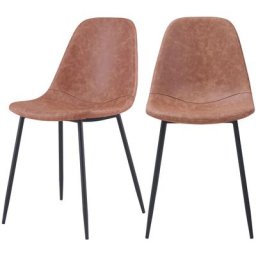 Chaise en cuir synthétique (lot de 2) - Migon - Marron Clair