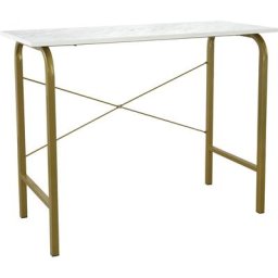 Teamson Home - 40 Table De Bureau à Domicile Avec Plateau En Faux Marbre Et Cadre En Laiton