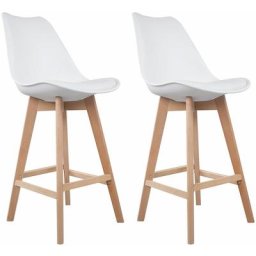 Happy Garden - Lot de 2 tabourets scandinaves sven blanc avec coussin - white