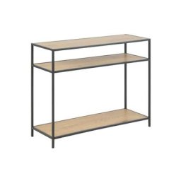 Sea Table avec 1 tablette de rangement, finition chêne et structure métallique noire. - Chêne
