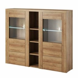 Vaisselier design 2 portes pour salon couleur chêne. collection santiago. - Marron - Bois