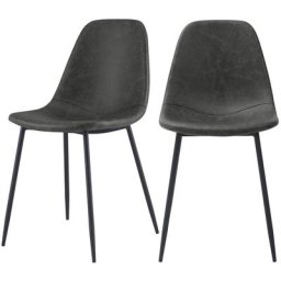 Chaise en cuir synthétique (lot de 2) - Migon - Noir