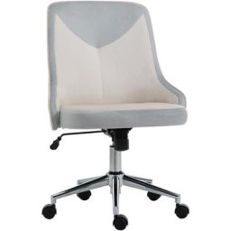 Chaise de bureau design contemporain hauteur réglable pivotant 360° piètement chromé velours
