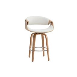 Miliboo - Tabouret de bar design blanc et bois clair 65 cm aramis - Bois clair / blanc