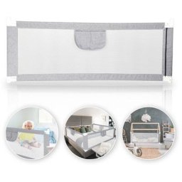 Barrière de Lit pour Enfant 2 mètre(s) Barrière de Sécurité de Lit d'Enfant Polyester Gris